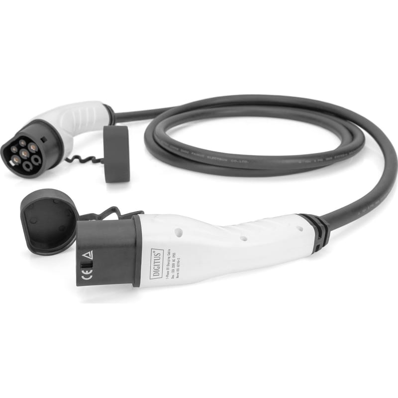 Зарядный кабель Digitus для электромобилей Type 2 to Type 2 Standard, 32А, 7.4кВт, 1 фазный, 10м (DK-1P32-100)