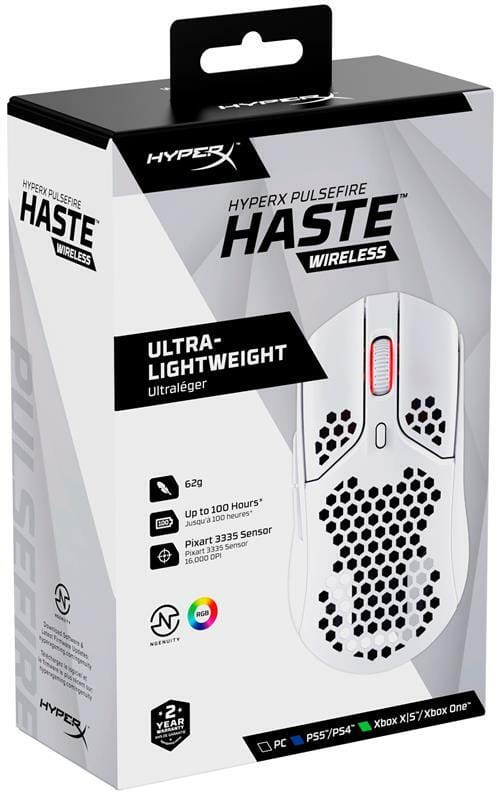 Мышь беспроводная HyperX Pulsefire Haste WL White (4P5D8AA)