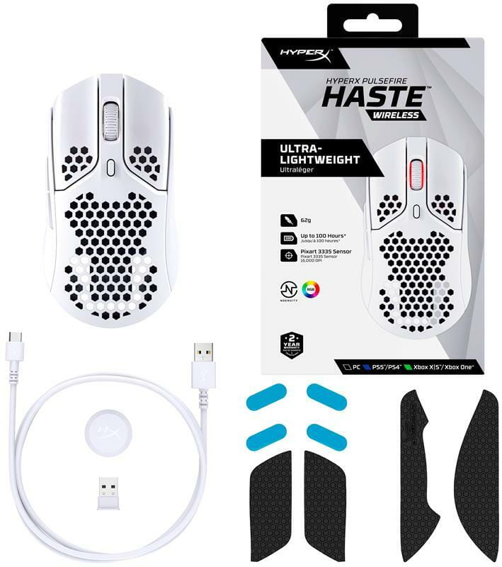 Мышь беспроводная HyperX Pulsefire Haste WL White (4P5D8AA)