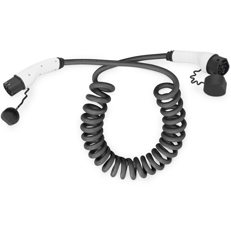 Зарядный кабель Digitus для электромобилей Type 2 to Type 2 Spiral, 32А, 22кВт, 3 фазный, 10м (DK-3P32-S-100)