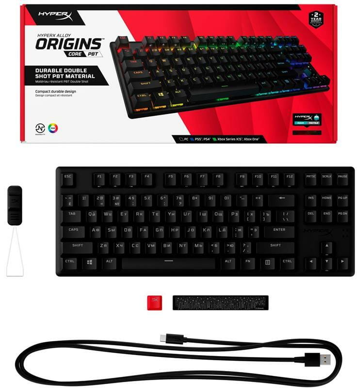 Клавиатура HyperX Alloy Origins Core PBT Aqua RGB Black (639N9AA)
