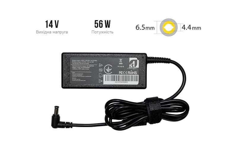 Блок питания 1StCharger для ноутбука Samsung 14V 56W 4A 6.5x4.4 + каб.пит. (AC1STSA56WD2)