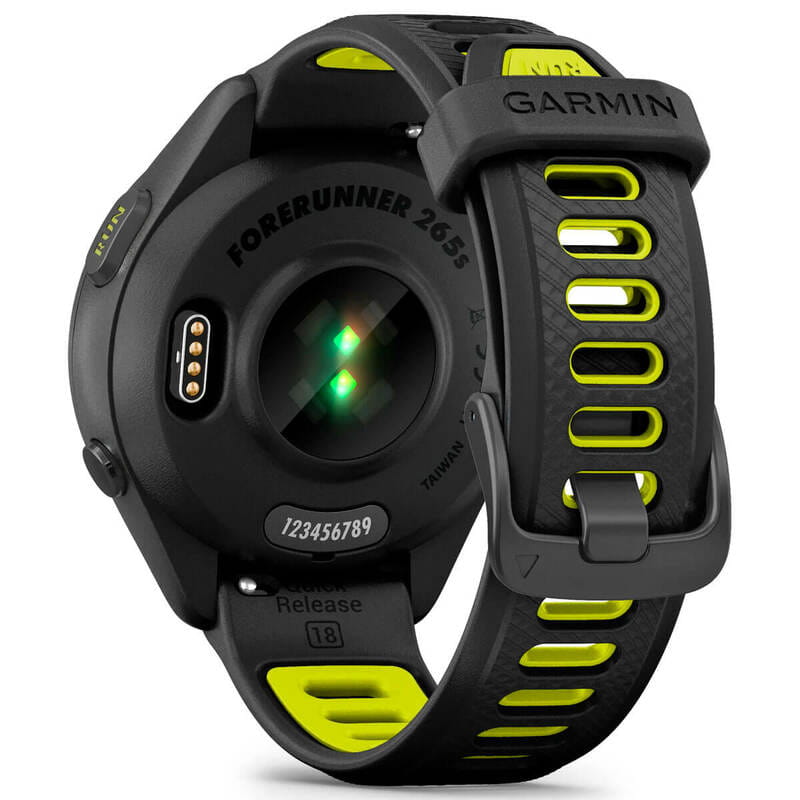 Смарт-годинник Garmin Forerunner 265S Black Bezel and Case with Black/Amp Yellow Silicone Band (010-02810-53)