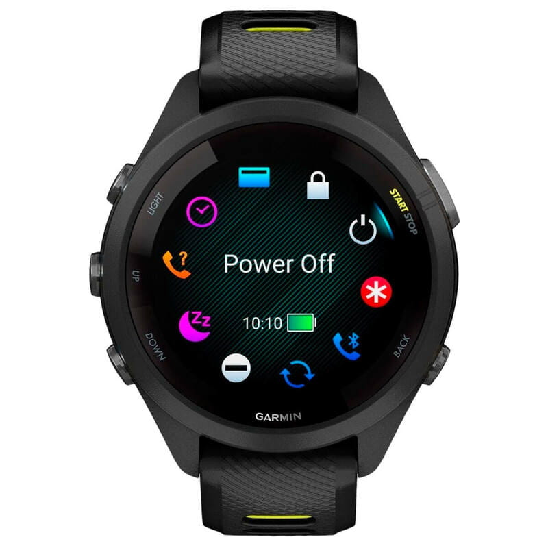 Смарт-годинник Garmin Forerunner 265S Black Bezel and Case with Black/Amp Yellow Silicone Band (010-02810-53)