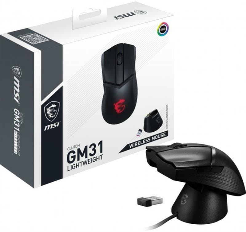 Мышь беспроводая MSI Clutch GM31 Lightweight Wireless Black (S12-4300980-CLA)