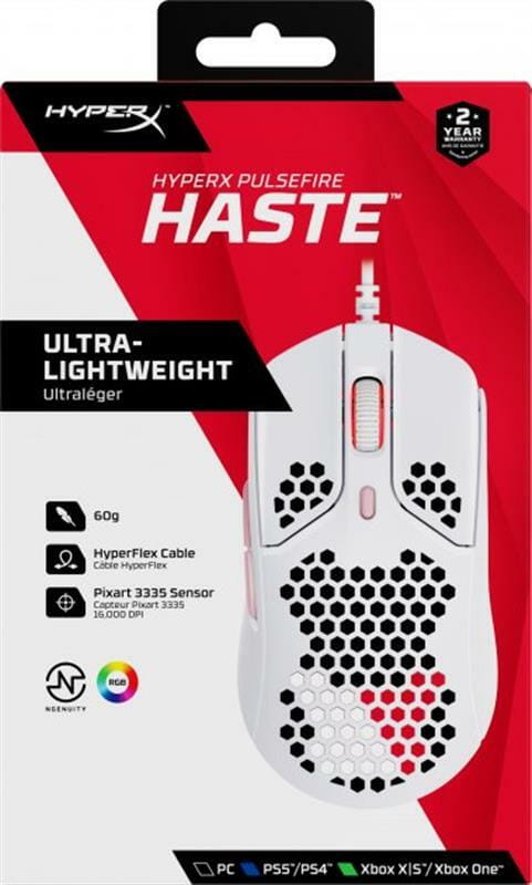 Мышь HyperX Pulsefire Haste White/Pink (4P5E4AA)