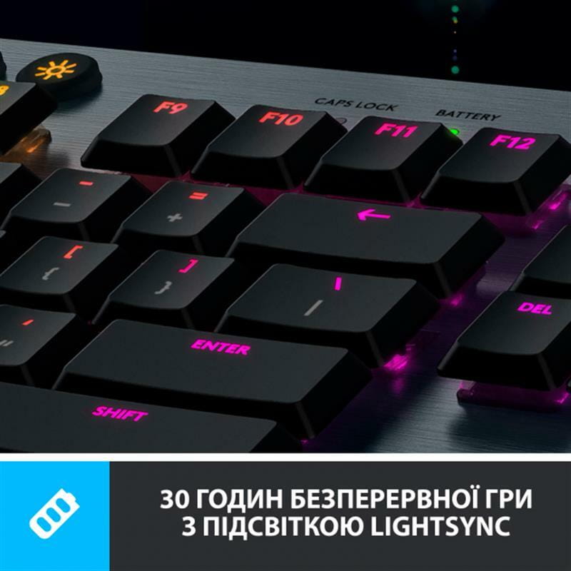 Клавиатура беспроводная Logitech G915 Lightspeed Wireless RGB Mechanical Tactile Black (920-008910)