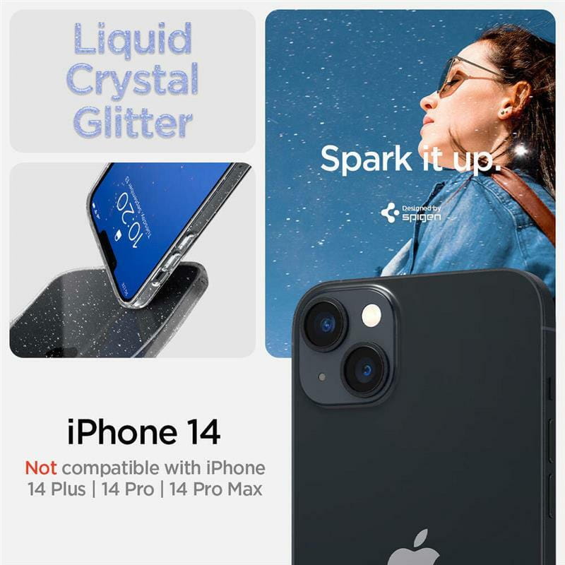 Чохол-накладка Spigen Liquid Crystal Glitter для Apple iPhone 14 Crystal Quartz (ACS05034)