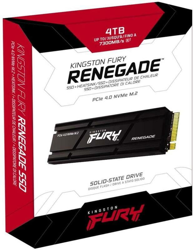 Накопитель SSD 4TB Kingston Fury Renegade with Heatsink M.2 2280 PCIe 4.0 x4 NVMe 3D TLC (SFYRDK/4000G)