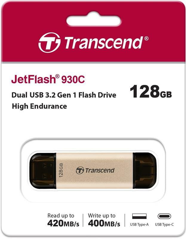 Флеш-накопичувач USB3.2+Type-C 128GB Transcend JetFlash 930С Beige (TS128GJF930C)