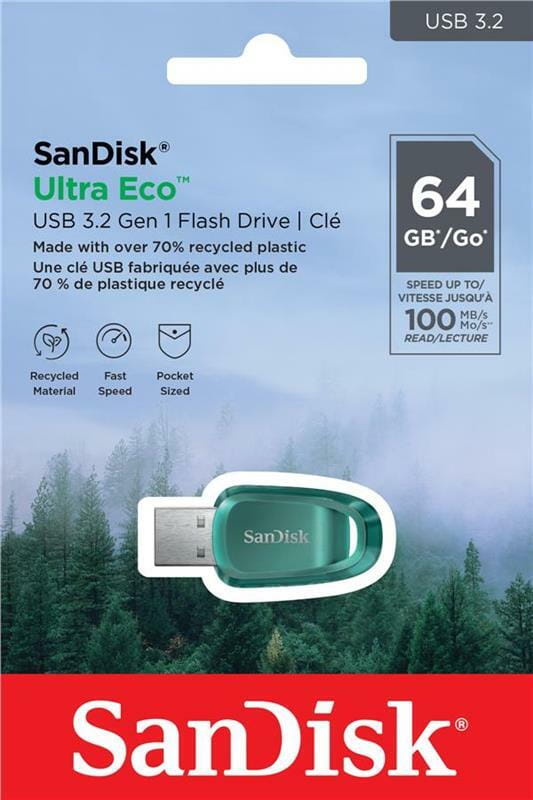 Флеш-накопитель USB 64GB USB 3.2 SanDisk Ultra Eco Blue (SDCZ96-064G-G46)