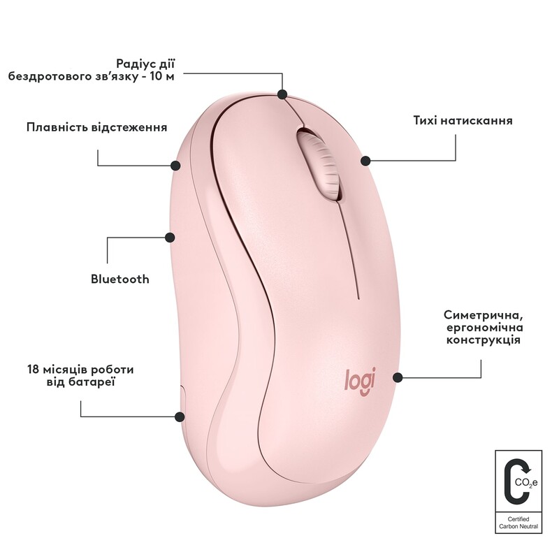 Мышь беспроводная Logitech M240 Silent Rose (910-007121)