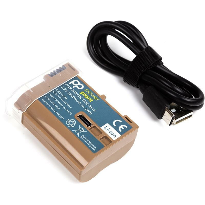 Аккумулятор PowerPlant Nikon TEN-EL15 2250mAh с кабелем Type-C (CB970902)
