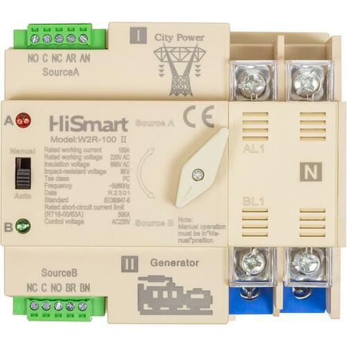 Фото - Інше для охорони HiSmart Автоматичний перемикач  W2R-2P 220V 100A  HS082482 (HS082482)