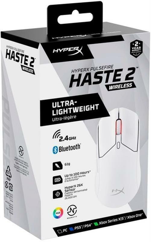 Мышь беспроводная HyperX Pulsefire Haste 2 WL White (6N0A9AA)