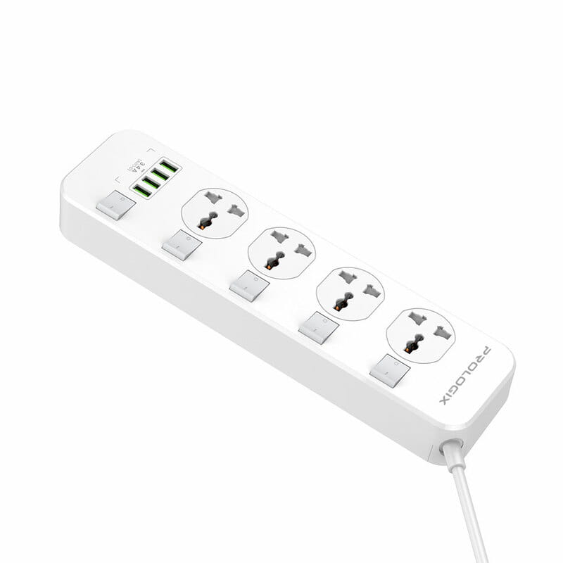 Фільтр живлення ProLogix Premium (PR-SC4408W) 4 розетки, 4 USB, 2 м, з вимикачами, білий