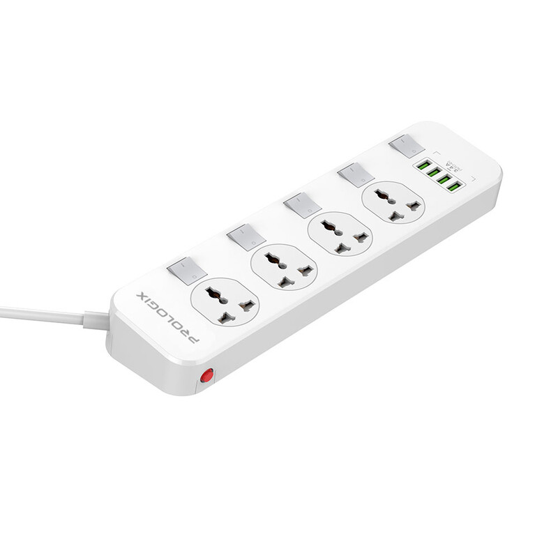 Фильтр питания ProLogix Premium (PR-SC4408W) 2.5 кВт, 4 розетки, 4 USB, 2 м,  с выключателями, белый