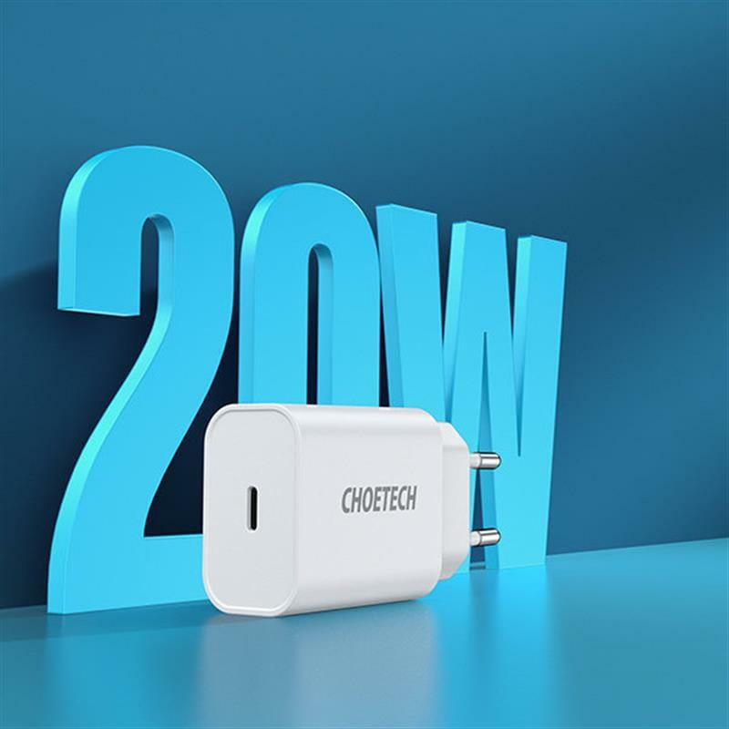 Сетевое зарядное устройство Choetech (1USBх3A) Type-C PD20W Charger White (Q5004-V5)