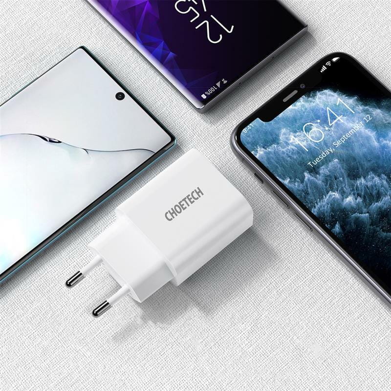 Сетевое зарядное устройство Choetech (1USBх3A) Type-C PD20W Charger White (Q5004-V5)