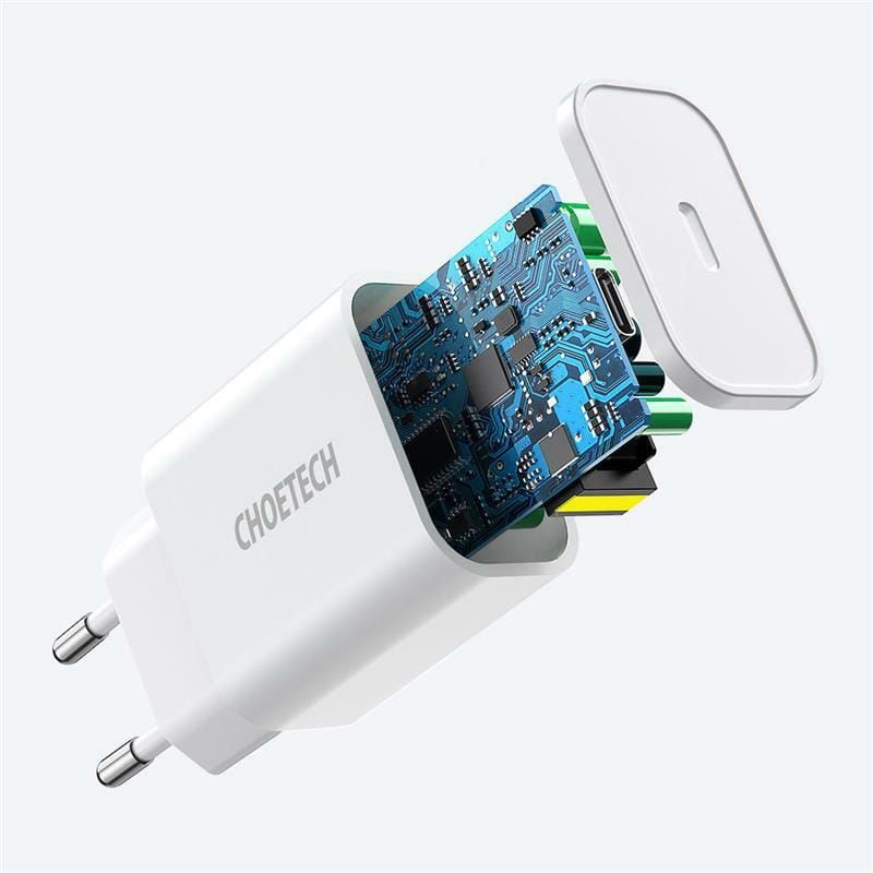 Сетевое зарядное устройство Choetech (1USBх3A) Type-C PD20W Charger White (Q5004-V5)