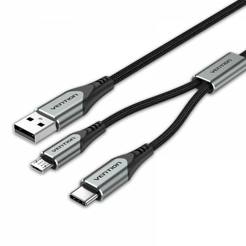 Фото - Кабель Vention   USB - micro USB + USB Type-C (M/M), 0.5 м, Grey  CQG (CQGHD)