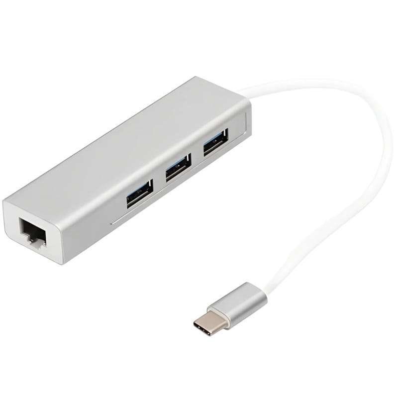 Концентратор USB-C Digitus, 3хUSB 3.0 + Gigabit Ethernet (DA-70255)