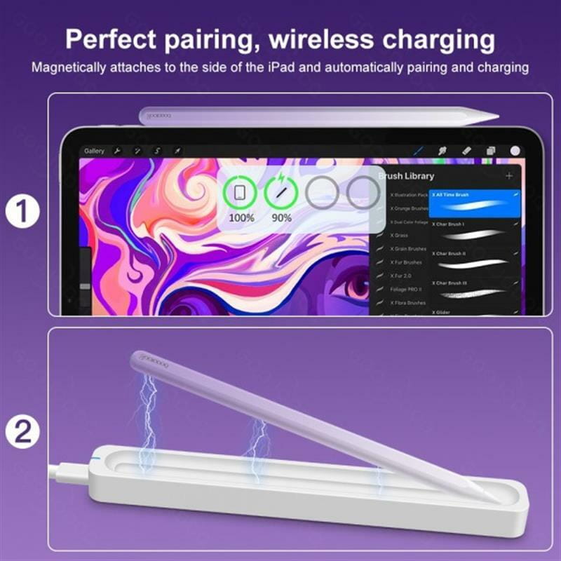 Стилус для планшета Goojodoq Apple iPad 2018-2023 Goojodoq GD13 Wireless Magnetic 0.6mm Purple (1005004022036065PL)