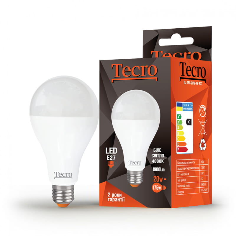 Лампа светодиодная Tecro 20W E27 4000K (TL-A80-20W-4K-E27)