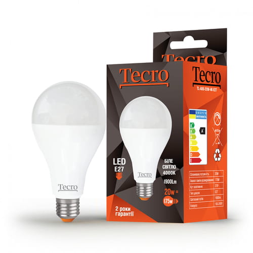 Фото - Лампочка Tecro Лампа світлодіодна  20W E27 4000K  TL-A80-20W-4K-E (TL-A80-20W-4K-E27)