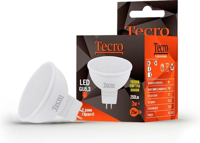 Лампа світлодіодна Tecro 3W GU5.3 3000K (TL-MR16-3W-3K-GU5.3)