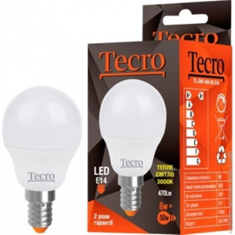 Лампа светодиодная Tecro 6W E14 3000K (TL-G45-6W-3K-E14)