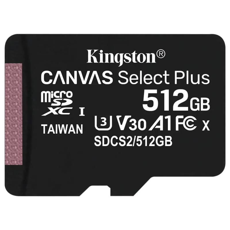 Карта памяти MicroSDXC 512GB UHS-I/U3 Class 10 Kingston Canvas Select Plus R100/W85MB/s (SDCS2/512GBSP)