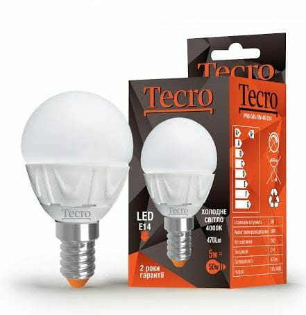 Лампа світлодіодна Tecro 5W E14 4000K (PRO-G45-5W-4K-E14)