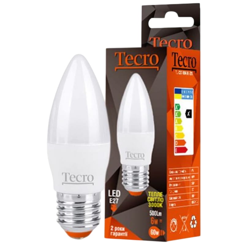 Лампа светодиодная Tecro 6W E27 3000K (TL-C37-6W-3K-E27)