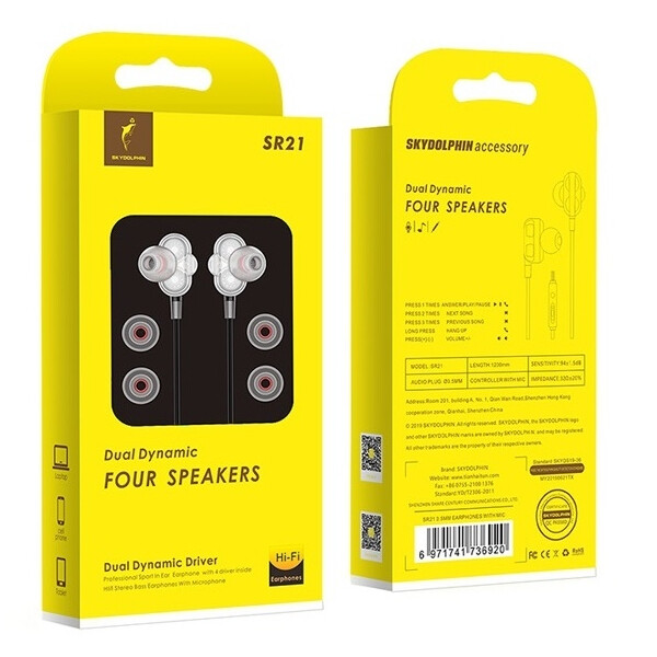 Гарнітура SkyDolphin SR21 Four Speakers with mic White (HF-000482)