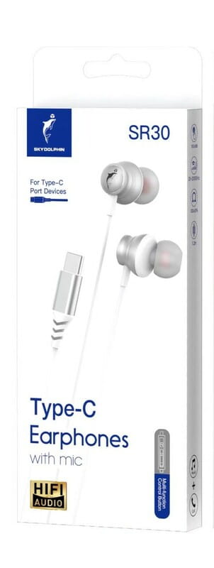 Гарнитура SkyDolphin SR30 with mic for Type-C DAC White (HF-000486)