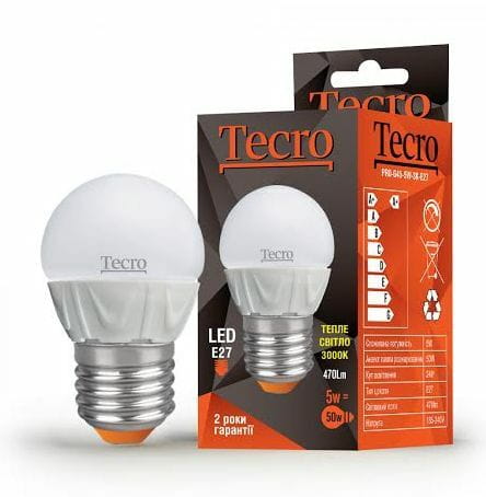 Лампа светодиодная Tecro 5W E27 3000K (PRO-G45-5W-3K-E27)