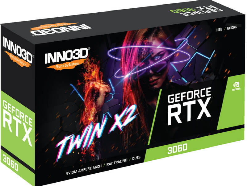 Видеокарта GF RTX 3060 8GB GDDR6 Twin X2 OC Inno3D (N30602-08D6X-11902130)