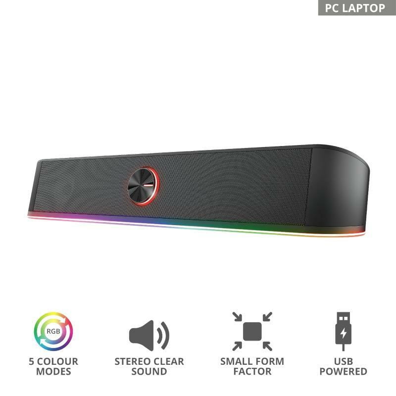 Акустична система Trust GXT 619 Thorne RGB Illuminated Soundbar Black (24007)