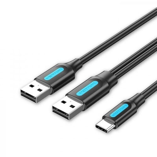 Photos - Cable (video, audio, USB) Vention Кабель  USB Type-C - 2хUSB (M/M), 0.5 м, Black  CQKBD (CQKBD)