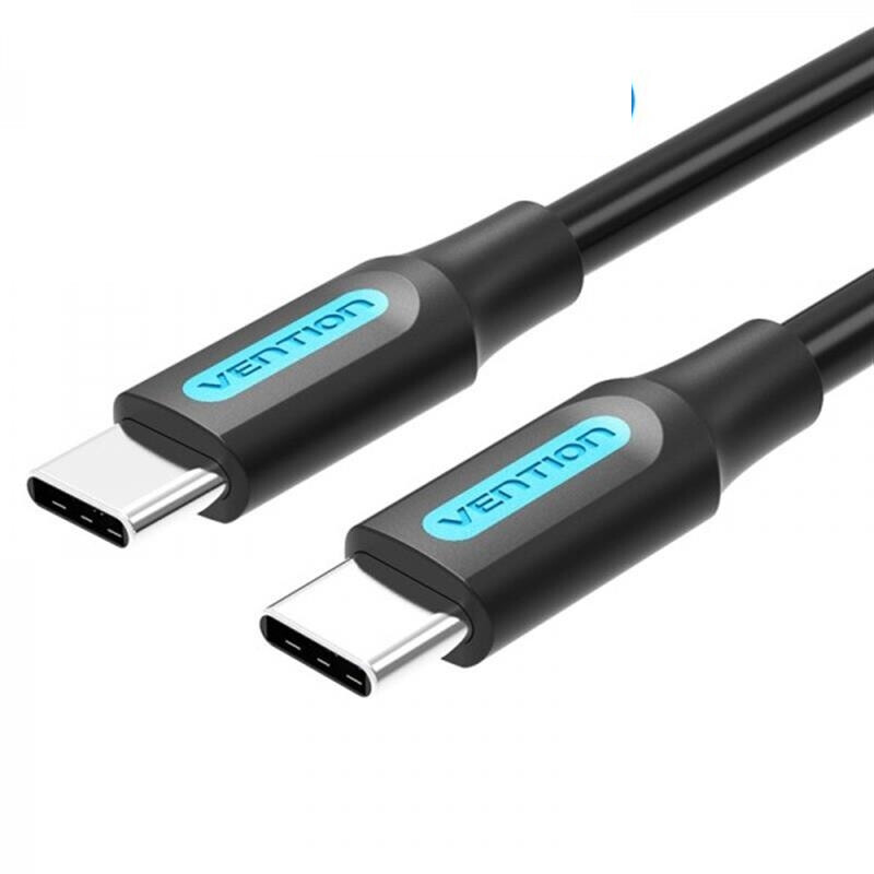 Кабель Vention USB Type-C - USB Type-C (M/M) TPE Round PD 100W, 5A, 1 м, Black (COTBF)