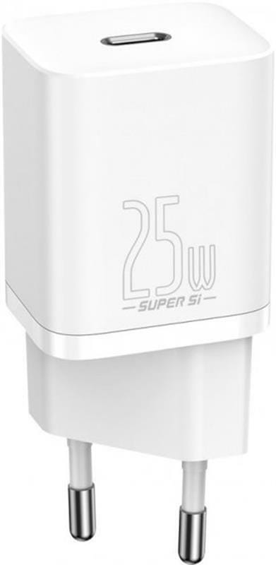 Сетевое зарядное устройство Baseus Super Si Quick Charger 1C (1USB-C) 25W White (CCSP020102)