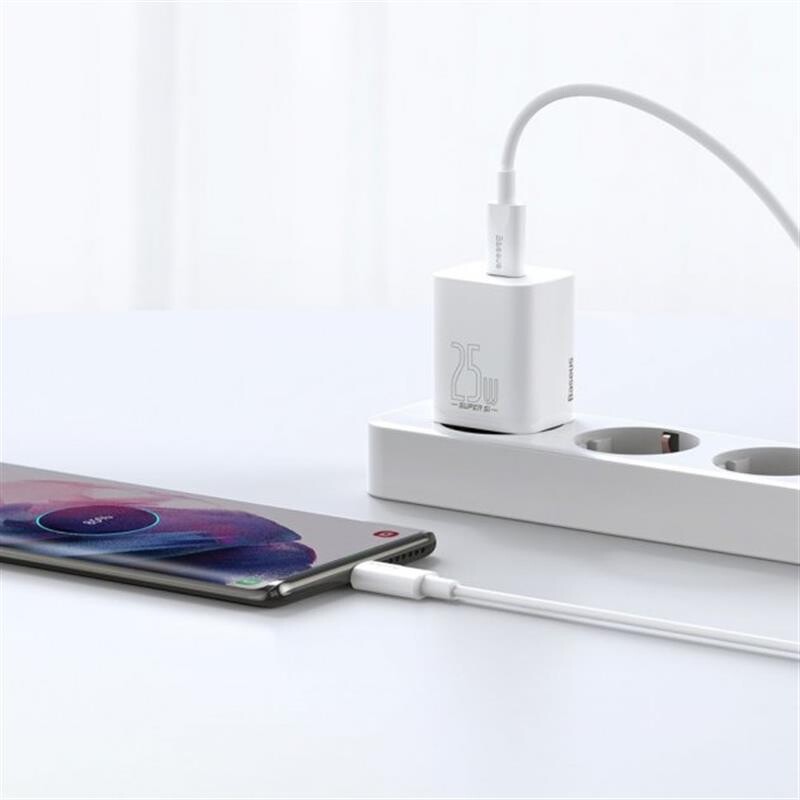Сетевое зарядное устройство Baseus Super Si Quick Charger 1C (1USB-C) 25W White (CCSP020102)