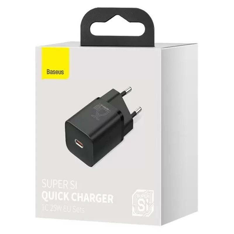 Мережевий зарядний пристрій Baseus Super Si Quick Charger 1C (1USB-C) 25W Black (CCSP020101)