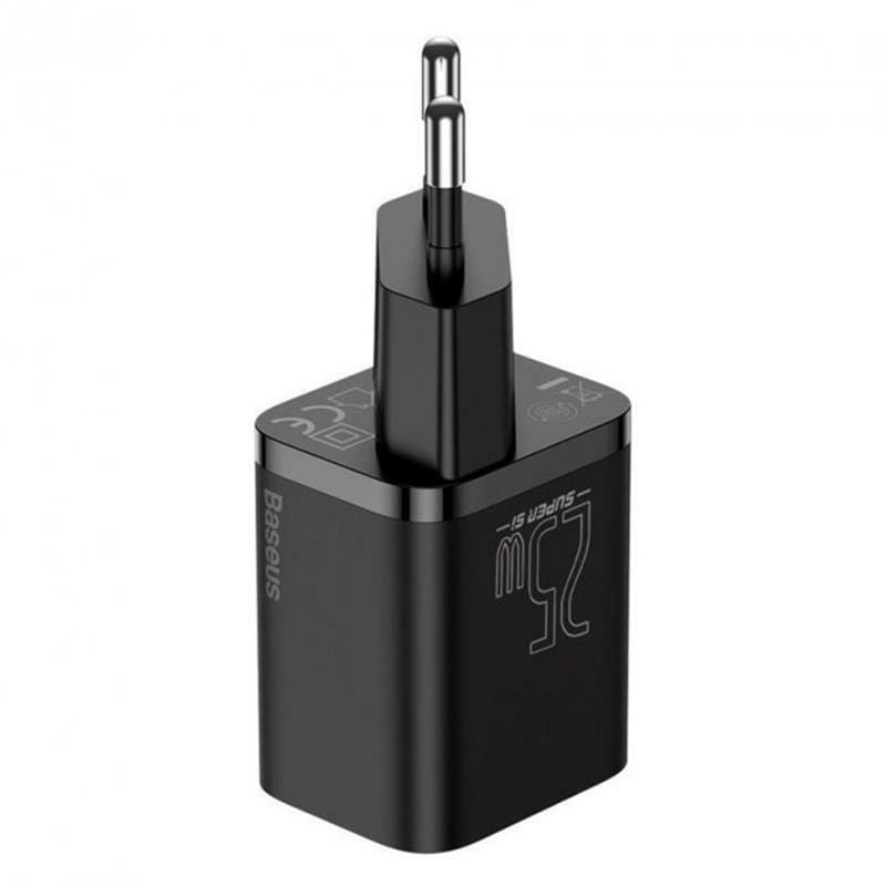 Сетевое зарядное устройство Baseus Super Si Quick Charger 1C (1USB-C) 25W Black (TZCCSUP-L01) + кабель Type-C