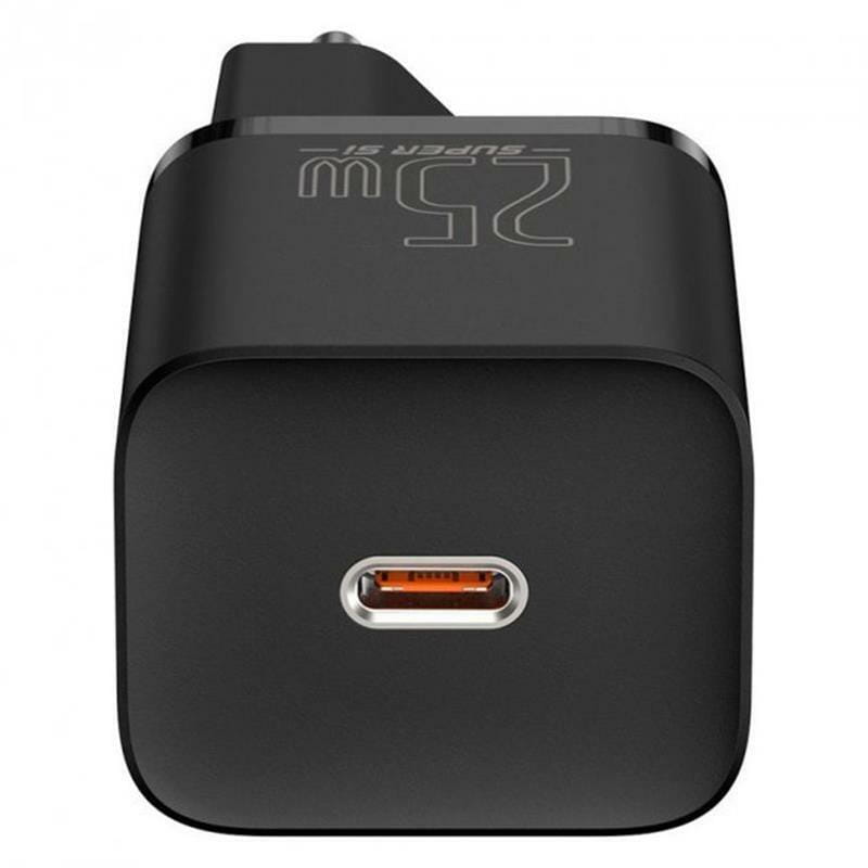Сетевое зарядное устройство Baseus Super Si Quick Charger 1C (1USB-C) 25W Black (TZCCSUP-L01) + кабель Type-C