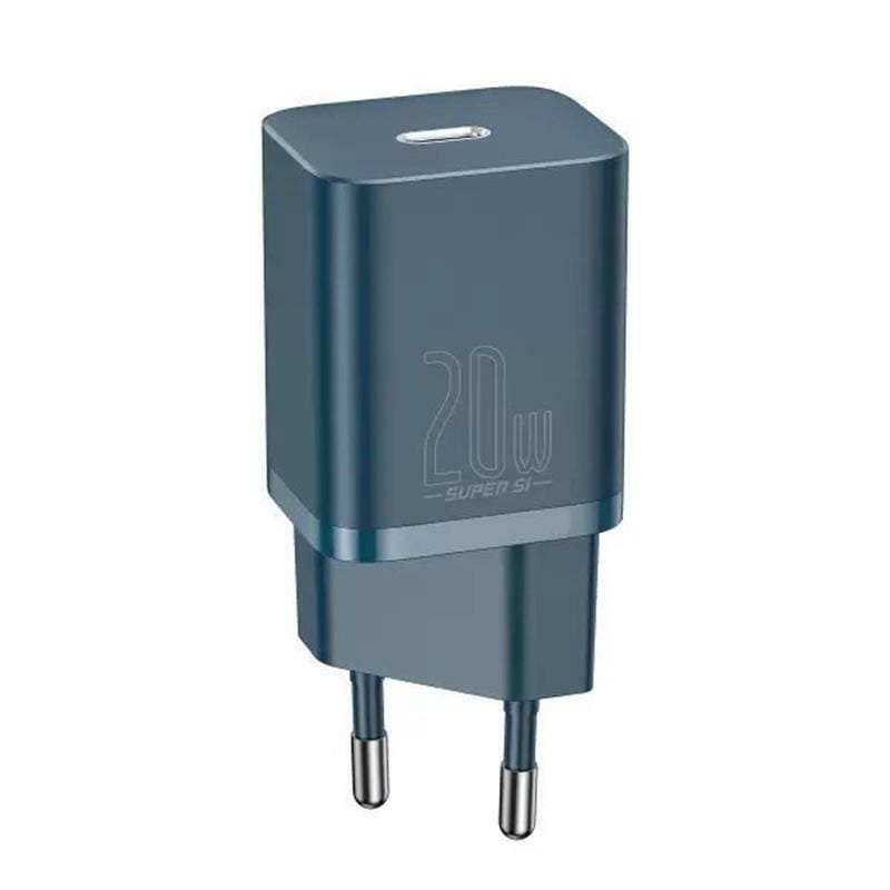 Сетевое зарядное устройство Baseus Super Si Quick Charger 1C (1USB-C) 20W Blue (TZCCSUP-B03) + кабель Lightning