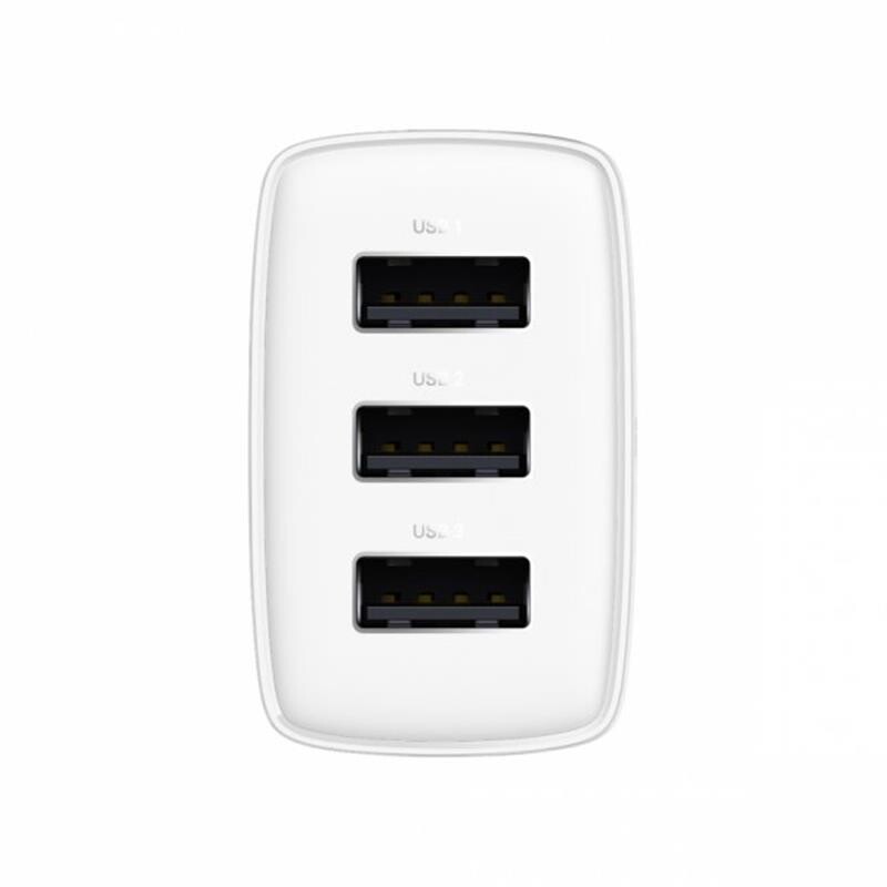 Сетевое зарядное устройство Baseus Compact (3USB, 3.4A) 17W White (CCXJ020102)