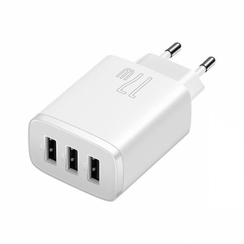 Сетевое зарядное устройство Baseus Compact (3USB, 3.4A) 17W White (CCXJ020102)