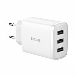 Купити Мережевий зарядний пристрій Baseus Compact (3USB, 3.4A) 17W White (CCXJ020102) Мережевий зарядний пристрій Baseus Compact (3USB, 3.4A) 17W White (CCXJ020102)